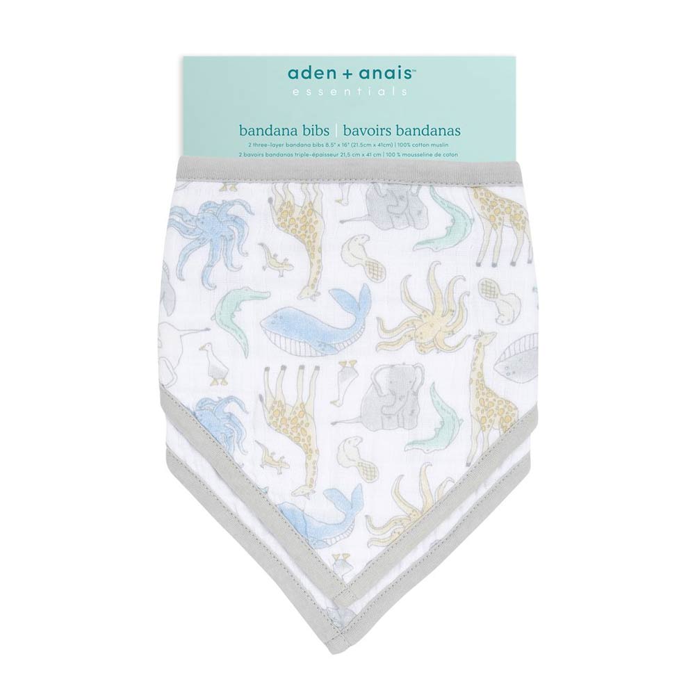 Lot de 2 bavoirs bandanas en mousseline de coton Essentials MULTICOLORE Aden et Anais