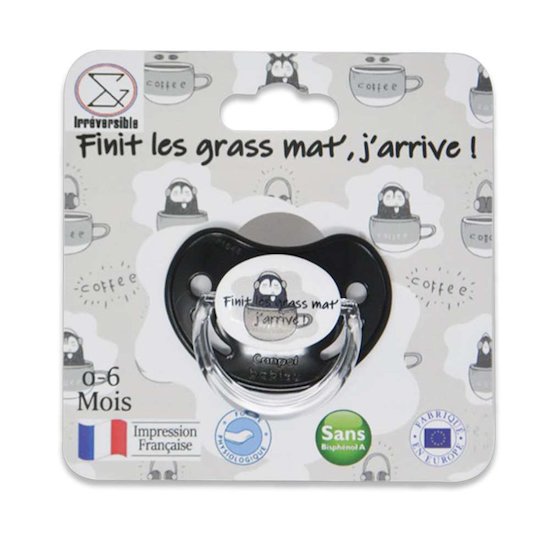 Irréversible Bijoux Sucette d'annonce physiologique - Fini les grass mat j’arrive ! Noir Et Gris 0-6 mois