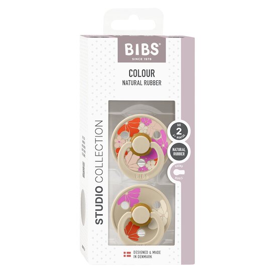 BIBS Tétines Studio Colour 2 Pack Caoutchouc naturel Vanilla/Vanilla 