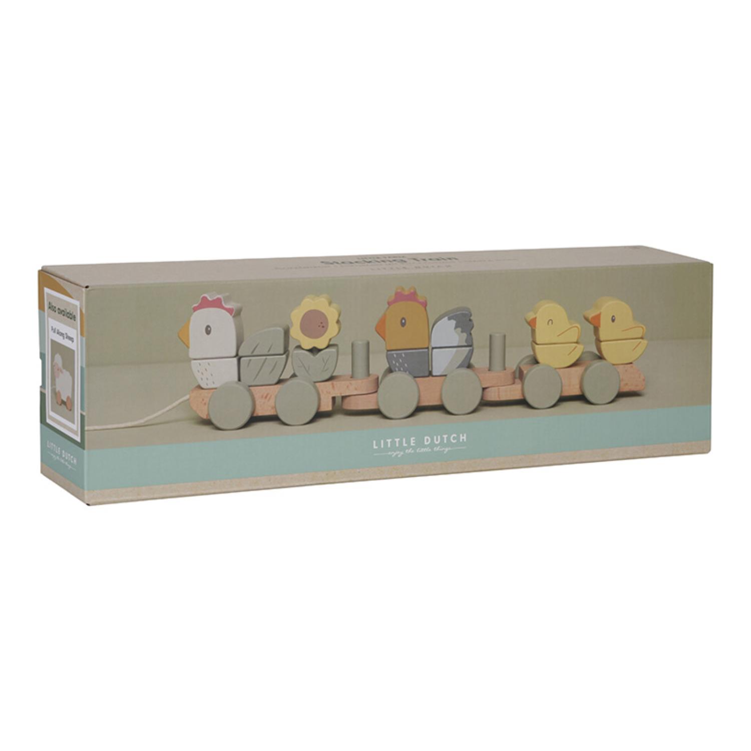 Train à blocs en bois FSC MULTICOLORE Little Dutch