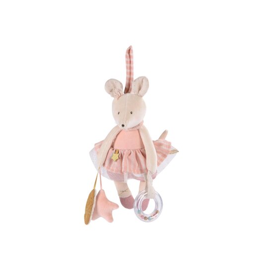 Moulin Roty Souris d'activités à suspendre La petite école de danse Rose/crème  Moulin Roty Souris d'activités à suspendre La petite école de danse Rose/crème