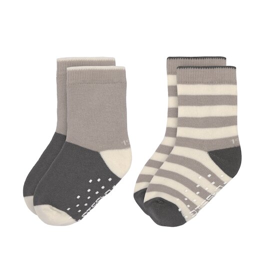 Lässig 2 chaussettes GOTS antidérapantes taupe/anthracite 23-26