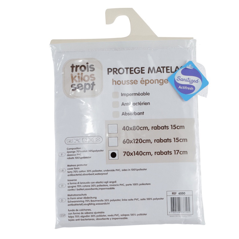 Trois Kilos Sept - Protège matelas éponge BLEU Trois Kilos Sept