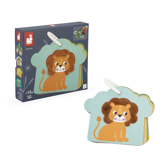 Janod 7 cartes tactiles Les animaux de la savane Multicolore  Janod 7 cartes tactiles Les animaux de la savane Multicolore