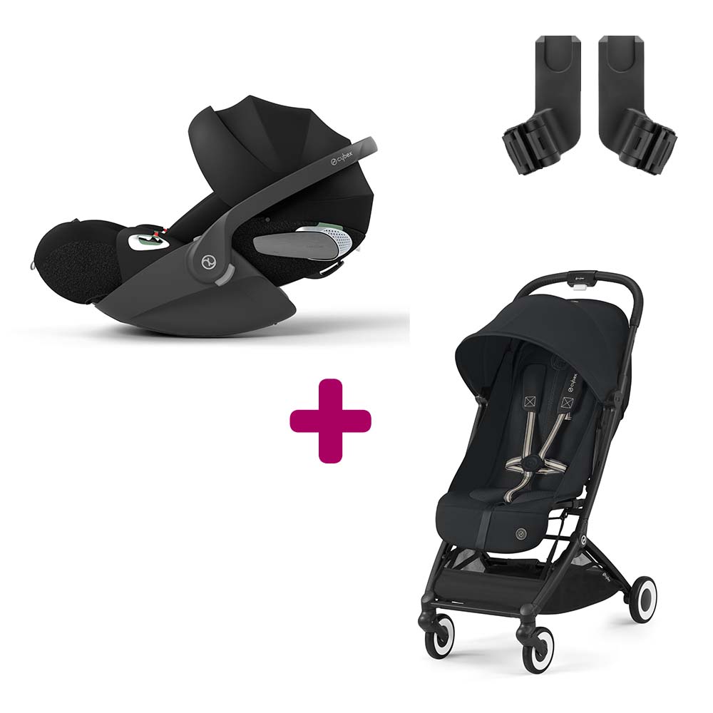 Pack Poussette Duo Orfeo Magic Blanc + adaptateurs + Coque Cloud T i-Size Sepia Black Cybex