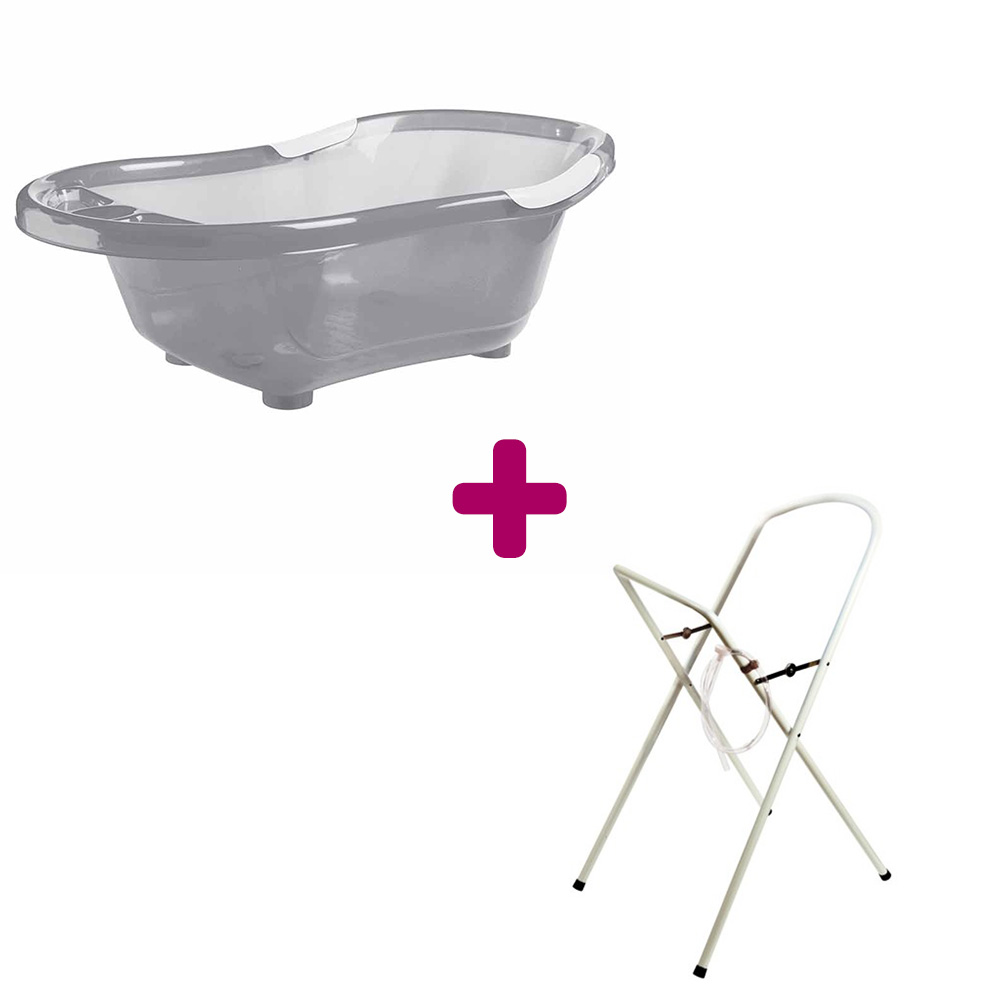 Pack Baignoire grise translucide + support de baignoire blanc avec tuyau dBb Remond