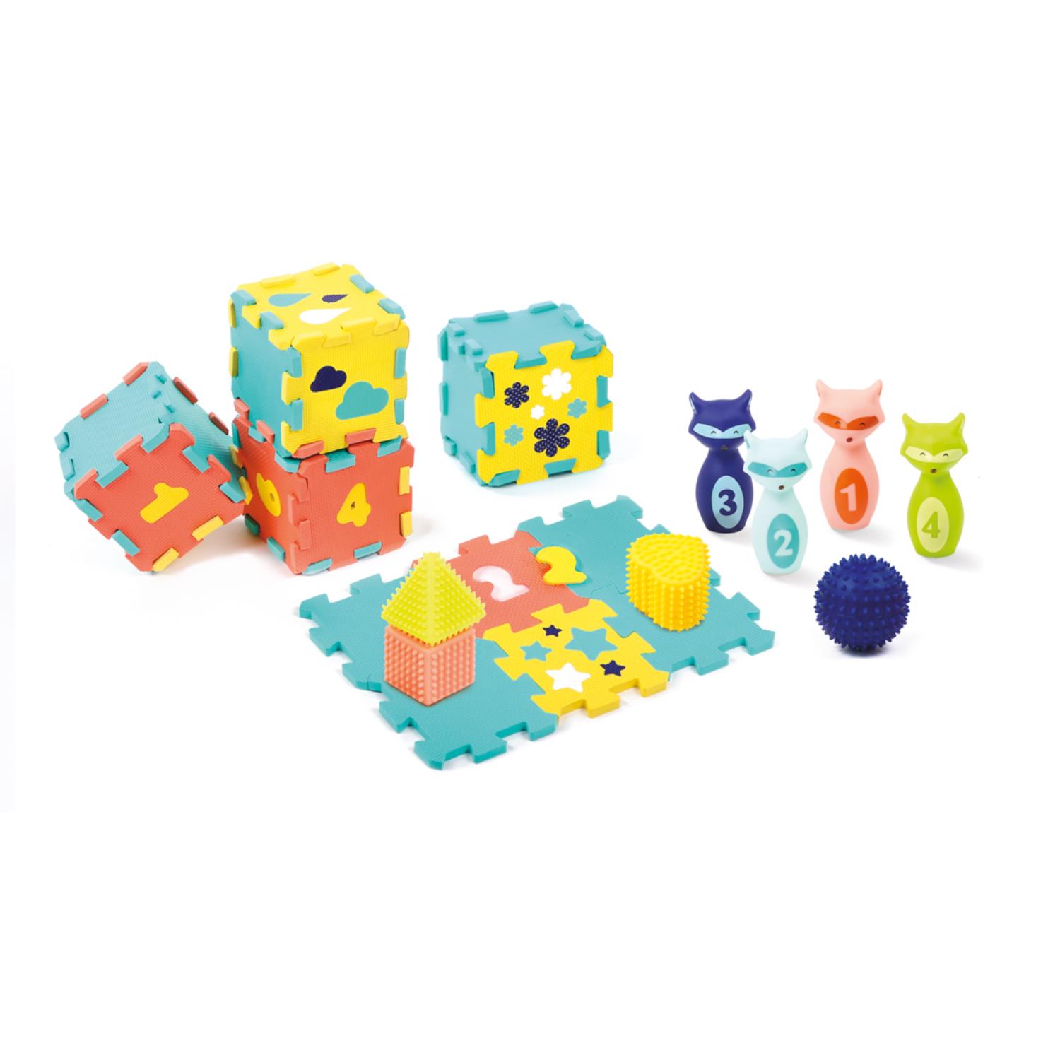 LUDI - Coffret d'activites tapis, quilles, formes MULTICOLORE Ludi