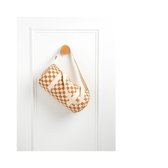Sauthon Sac Polochon Enfant Damier Petit Chou Ecru/Caramel  Sauthon Sac Polochon Enfant Damier Petit Chou Ecru/Caramel