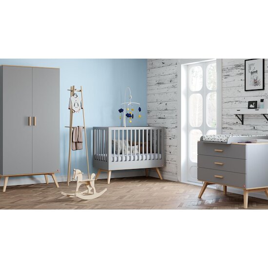 Vox Lit Nautis  Gris Clair/Bois 60x120 cm Vox Lit Nautis  Gris Clair/Bois 60x120 cm