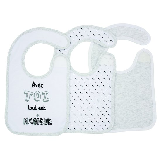 BabyCalin 3 bavoirs en coton bio Blanc 