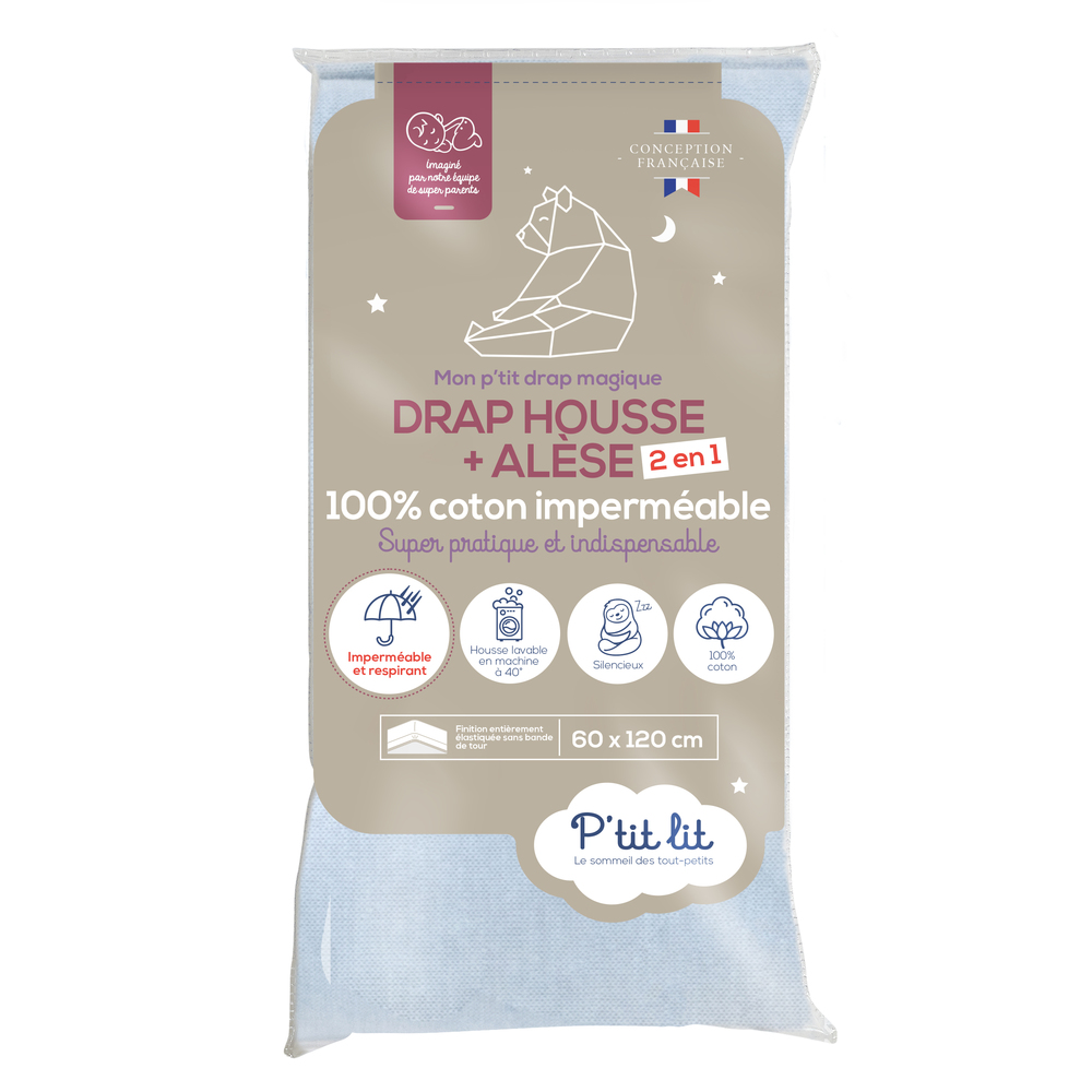 Drap housse magique 2 en 1 GRIS P'tit lit
