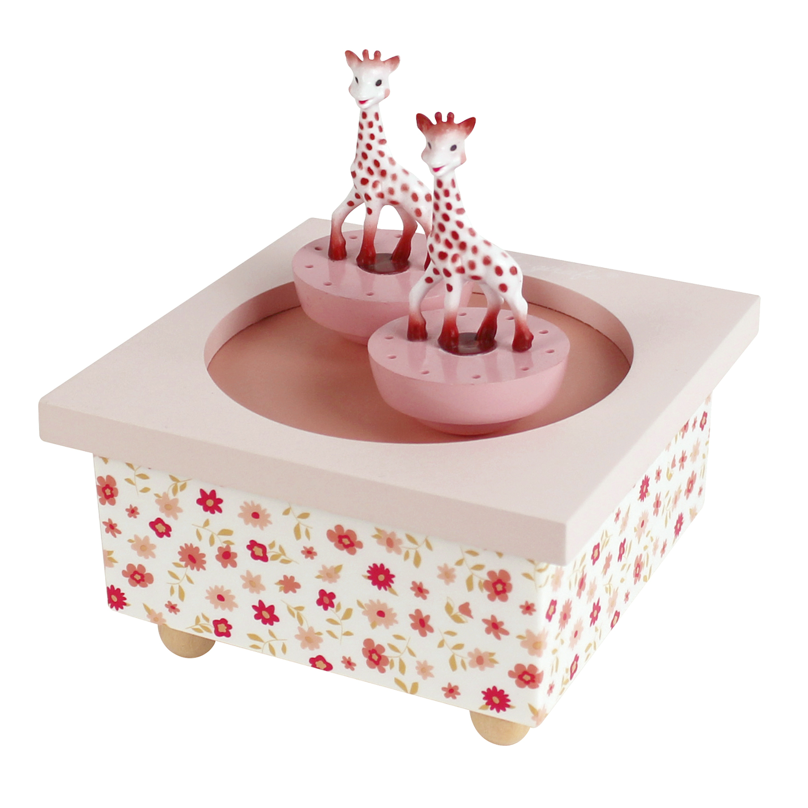 Trousselier - Boîte à musique magnétique Sophie La Girafe Fleurs ROSE Trousselier