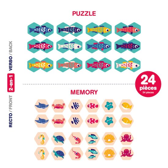 Ludi Memory puzzle bain Multicolore 