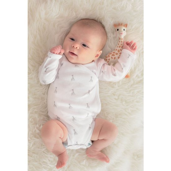 Trois Kilos Sept Body croisé - Sophie la girafe Blanc/Gris  Trois Kilos Sept Body croisé - Sophie la girafe Blanc/Gris