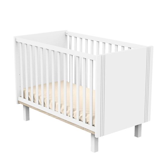 Sauthon Lit bébé Eléonore Blanc - Chêne Doré 60x120 cm