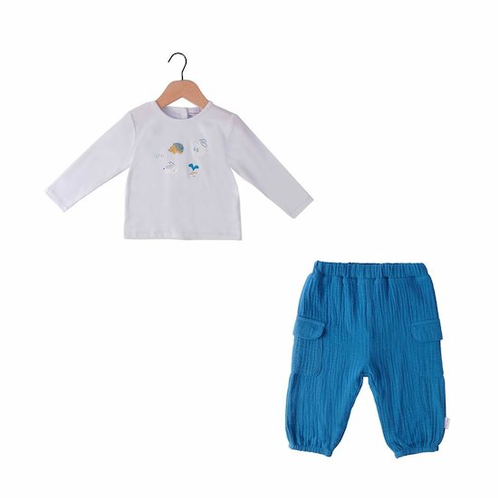 P’tit bisou Pantalon avec tee-shirt Bleu Jardinet  