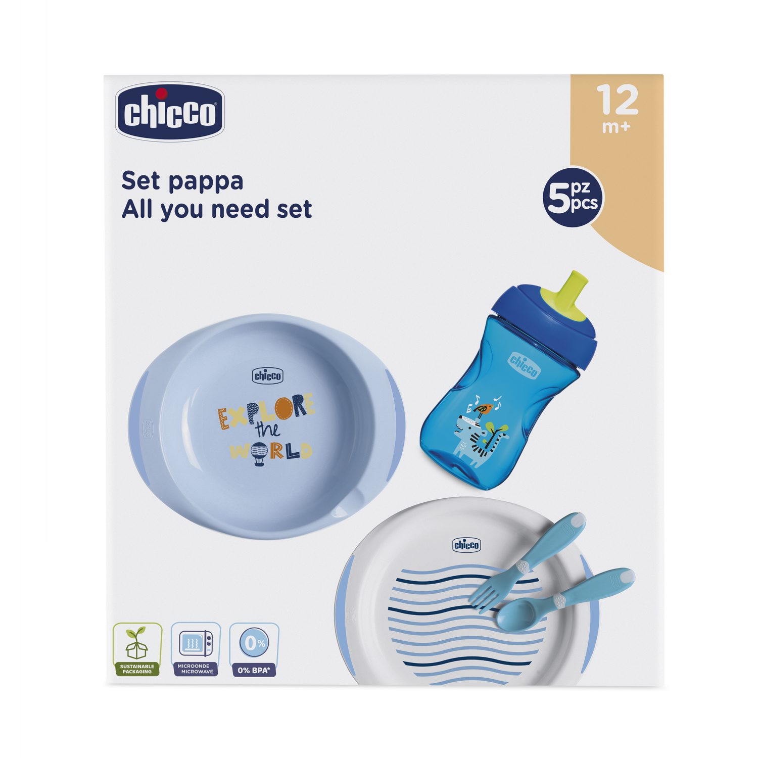 Chicco - Coffret repas 2e âge BLEU Chicco