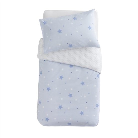 Domiva Housse de couette + taie d'oreiller Little stars Étoiles Bleues 100x140 cm