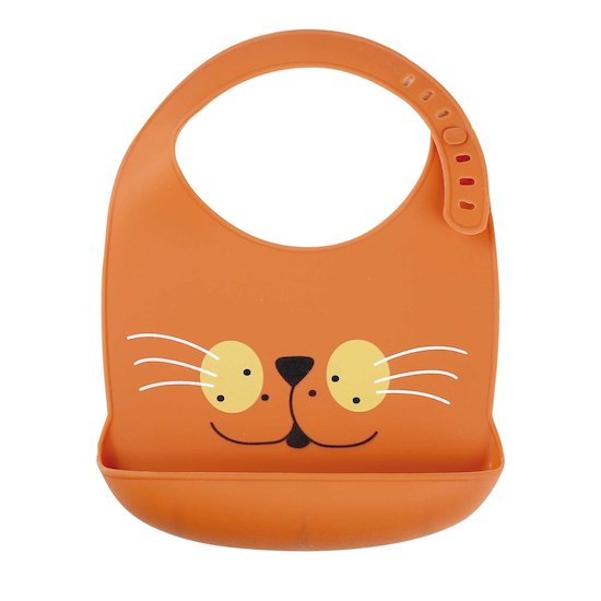 Trois Kilos Sept Bavoir silicone Chat Rouille 24x31 cm