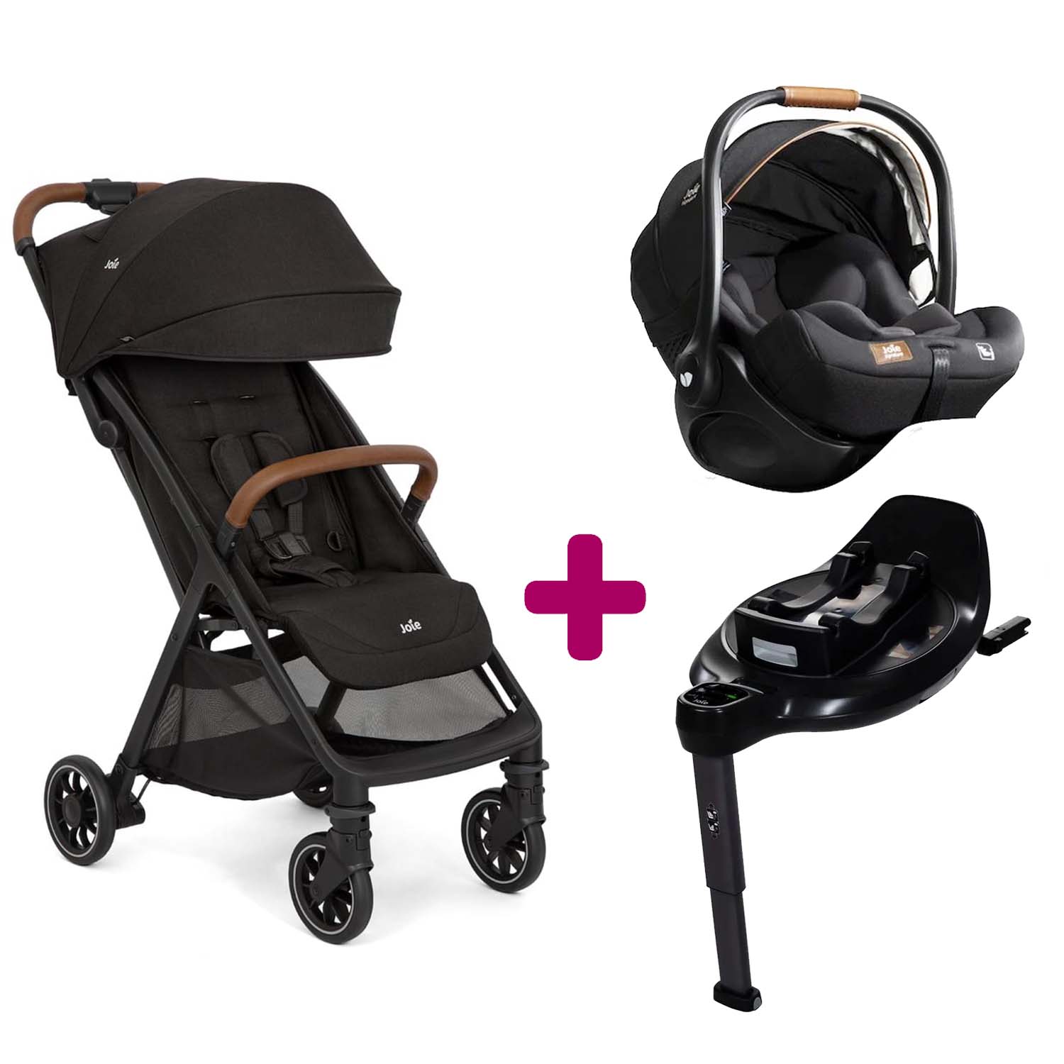 Joie - Pack Poussette Trio Pact Pro Shale + Coque i-Level Recline Eclipse + Base Encore  Joie