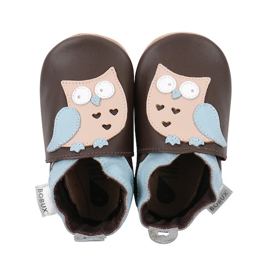 Bobux Chaussons en cuir Soft Soles Hibou Brun 