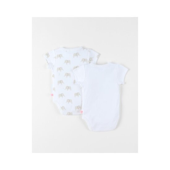 Noukie's Set de 2 bodys croisés manches courtes Wild jungle Blanc 1 mois Noukie's Set de 2 bodys croisés manches courtes Wild jungle Blanc 1 mois