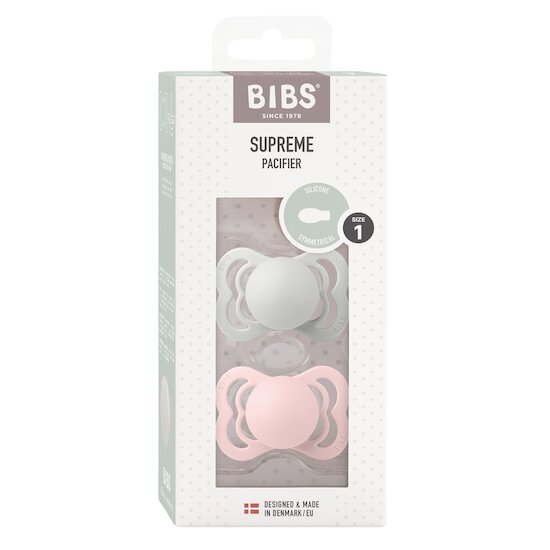BIBS Tétines Supreme 2 Pack Silicone Haze/Blossom 