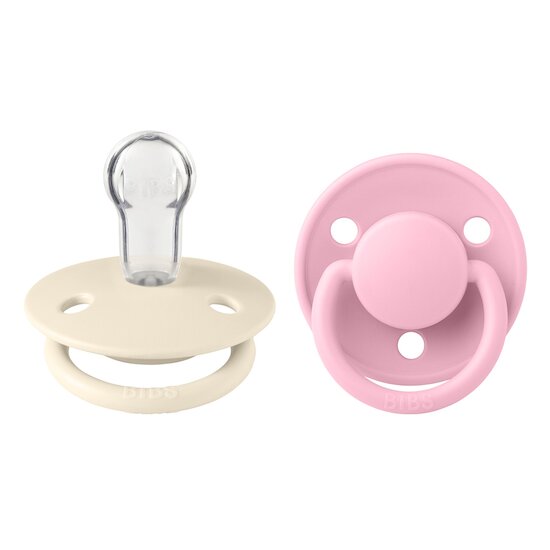 BIBS Tétines De Lux 2 Pack Silicone Ivory/Baby Pink 