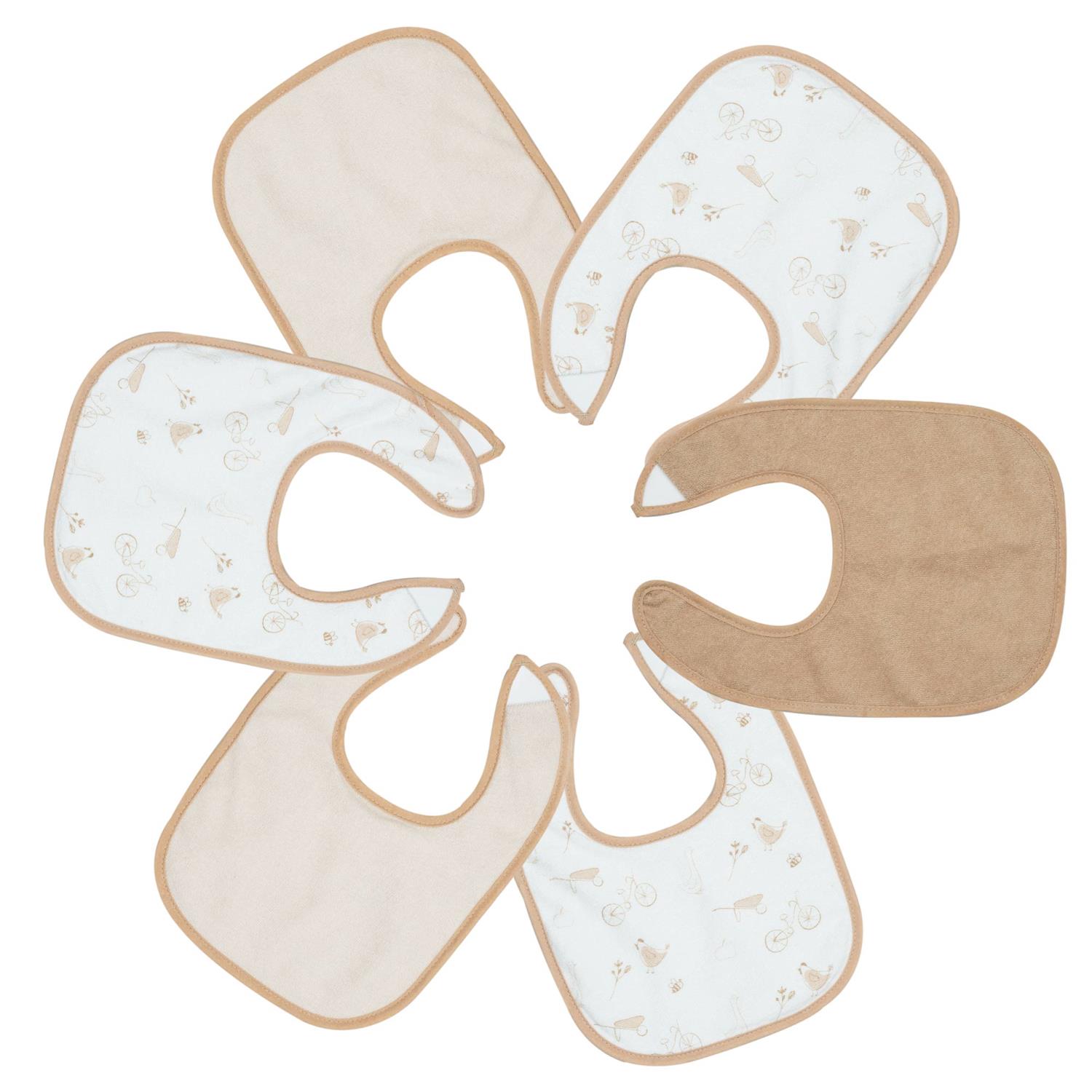Lot de 6 bavoirs 1er âge Vie à la ferme BEIGE Trois Kilos Sept