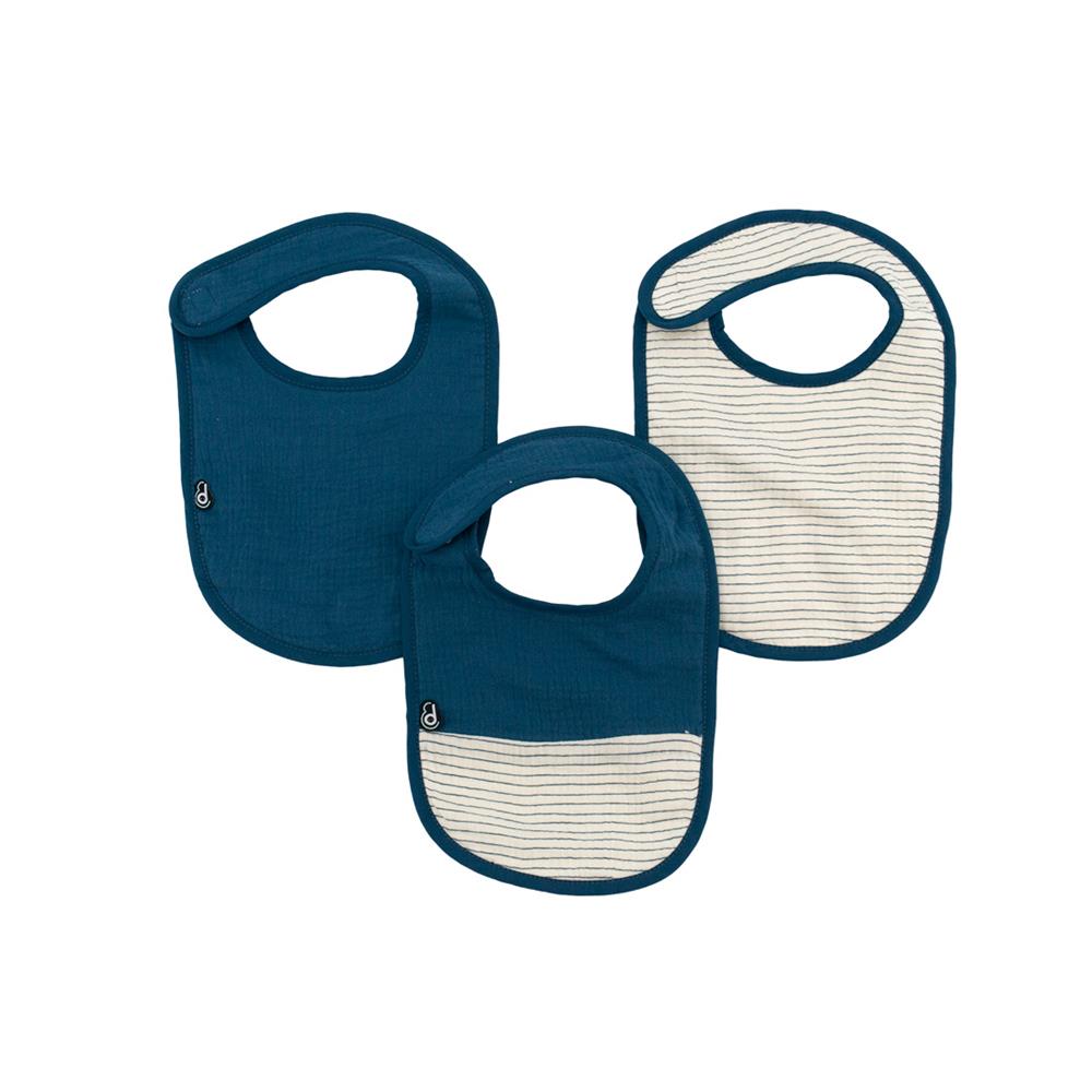 Domiva - Lot de 3 bavoirs mousseline BLEU Domiva