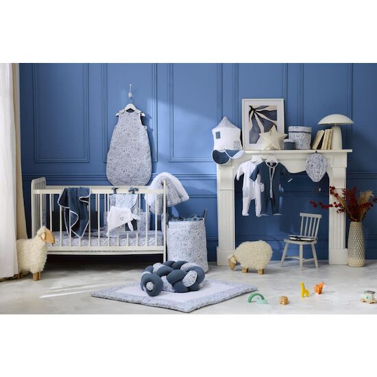 BB&Co Drap housse pour matelas Forêt Enchantée Blanc/ Bleu 