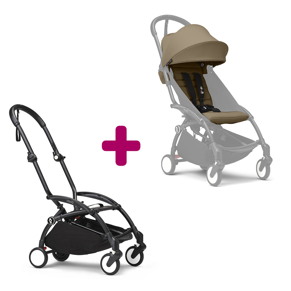 Stokke - Pack chassis poussette YOYO³ Noir + pack 6+ YOYO³ Toffee  Stokke
