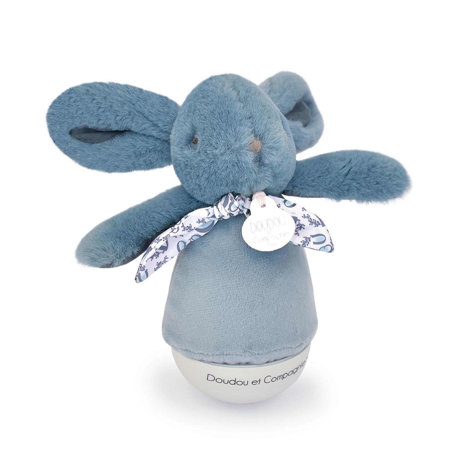 Doudou & Compagnie - Peluche musicale Lapin Culbuto BLEU Doudou & Compagnie