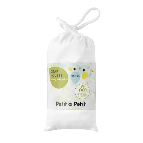 Drap housse jersey bio BLANC Petit à petit
