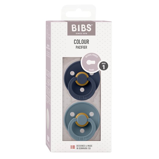 BIBS Tétines Colour 2 Pack Caoutchouc naturel Deep Space/Petrol 6-18 mois