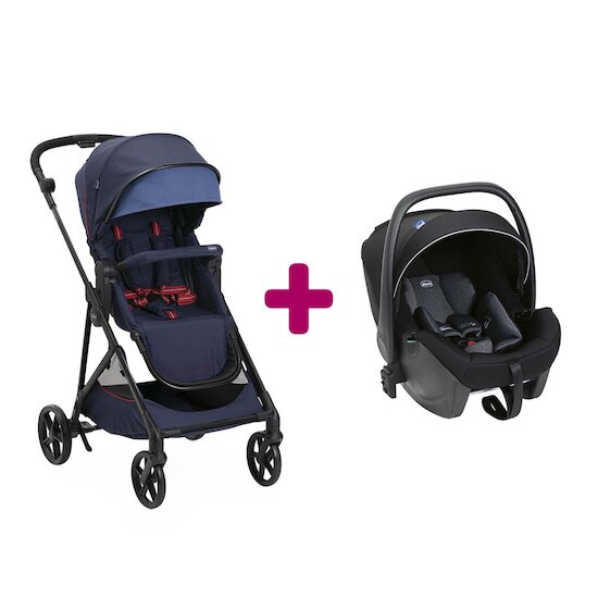 Chicco Pack poussette Duo Seety Oxford blue + coque Kory Plus air black  