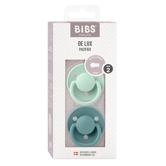 BIBS Tétines De Lux 2 Pack Silicone Nordic Mint/Island Sea 