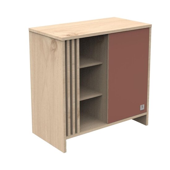 Sauthon Commode 1 porte Tokyo Chêne Suave - Terracotta  Sauthon Commode 1 porte Tokyo Chêne Suave - Terracotta