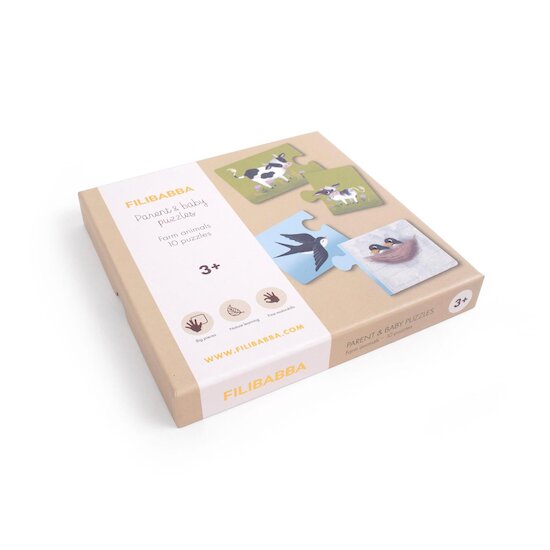 Filibabba Puzzles Maman et ses bébés Animaux de la ferme Multicolore  Filibabba Puzzles Maman et ses bébés Animaux de la ferme Multicolore