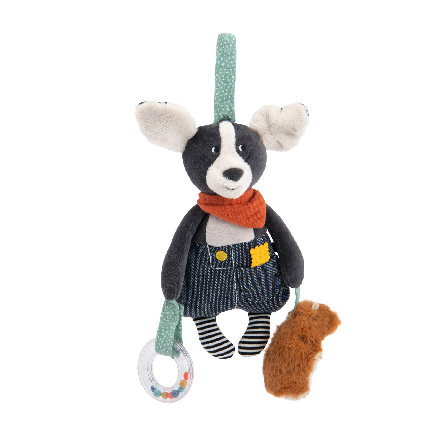Peluche chien Puce à suspendre Puce & Pilou MULTICOLORE Moulin Roty
