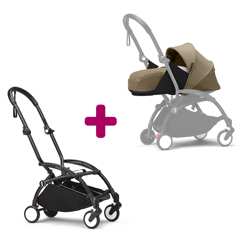 Stokke - Pack chassis poussette YOYO³ Noir + pack nouveau-né 0+ YOYO³ Toffee  Stokke