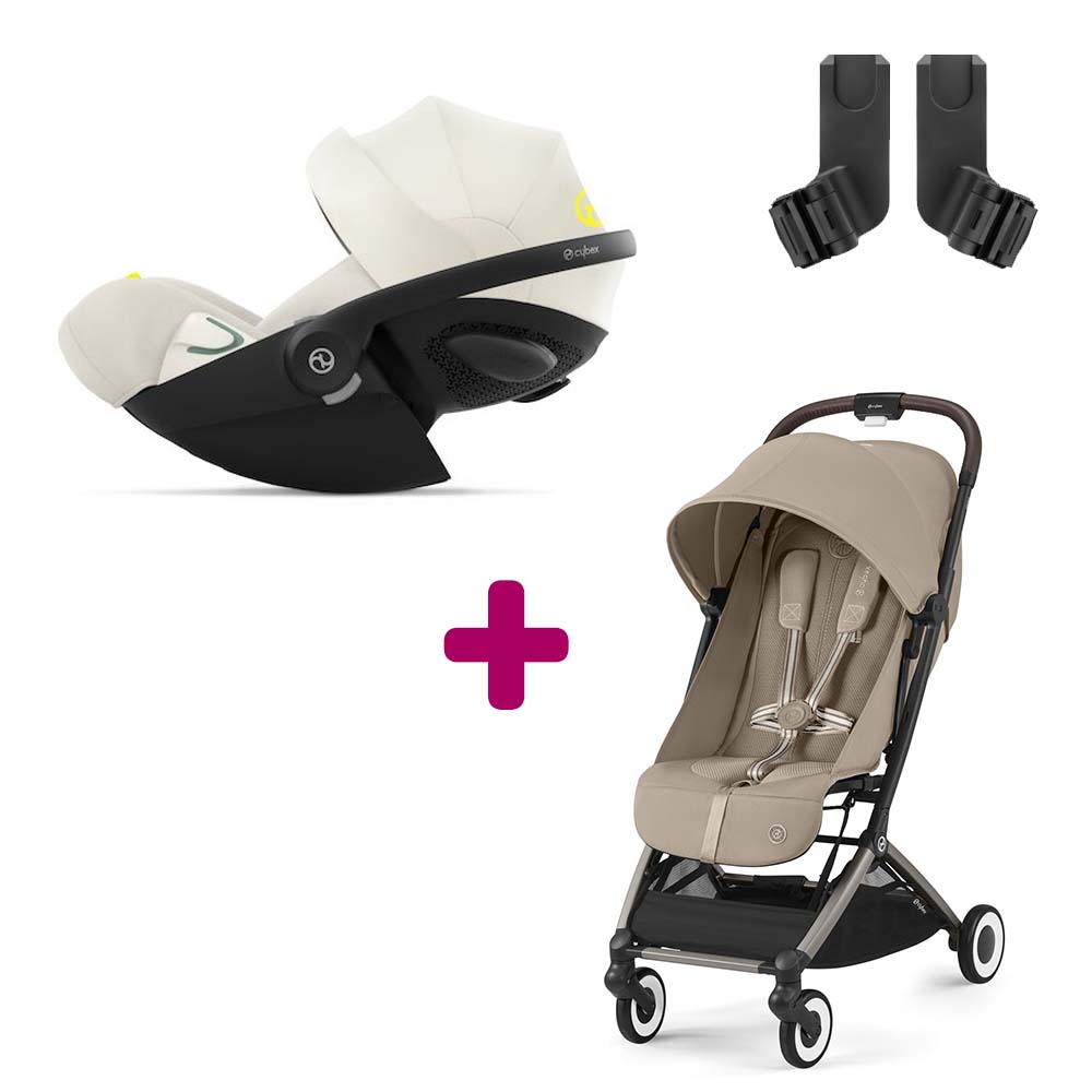 Cybex - Pack Poussette Duo Orfeo Almond Beige + adaptateurs + Coque Cloud G i-Size Tissu Plus Seashell beige  Cybex