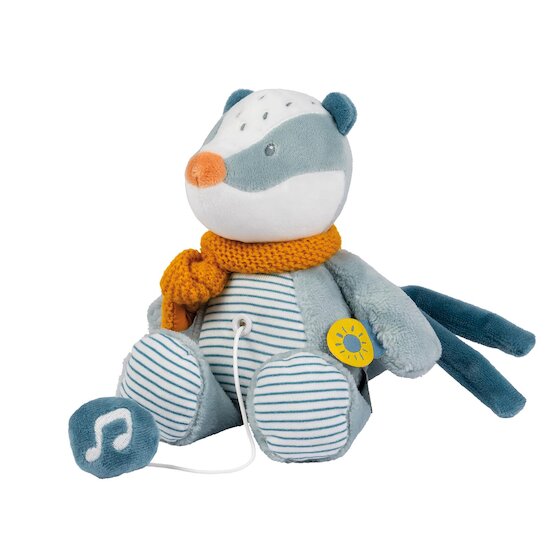 Nattou Mini Peluche musicale Felix le blaireau Felix et Leo Bleu 