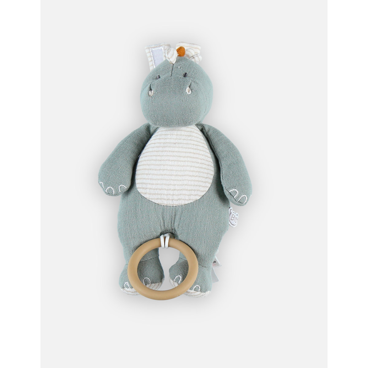 Noukie's - Mini peluche musicale Mousseline Bio Dino Ops Tiga & Stegi VERT Noukie's