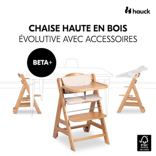 Hauck Chaise haute en bois Beta+ Natural  Hauck Chaise haute en bois Beta+ Natural