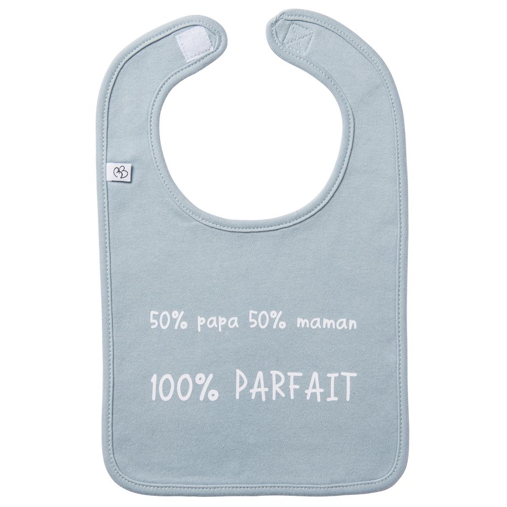 BB & Co - Bavoir "50% papa 50% maman" BLEU BB&Co