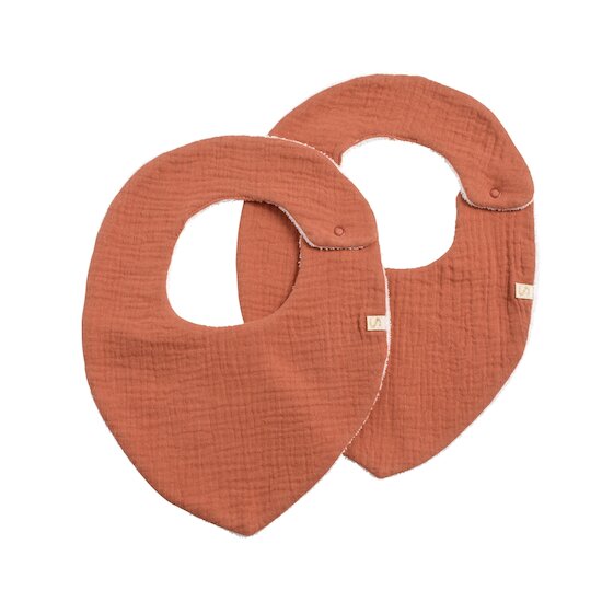 Sauthon Lot de 2 bavoirs Uni Terracotta Rouge 