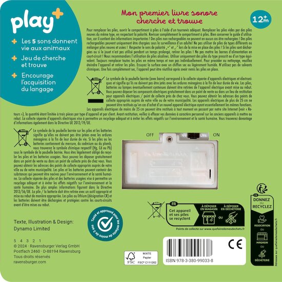 Play+ Livre sonore cherche et trouve Les animaux de la jungle Multicolore  Play+ Livre sonore cherche et trouve Les animaux de la jungle Multicolore