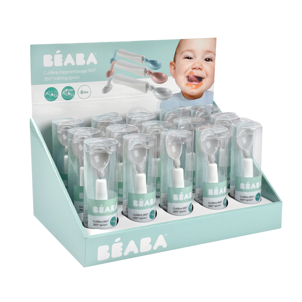 Beaba - Cuillère d'apprentissage 360° en PLV GRIS Béaba