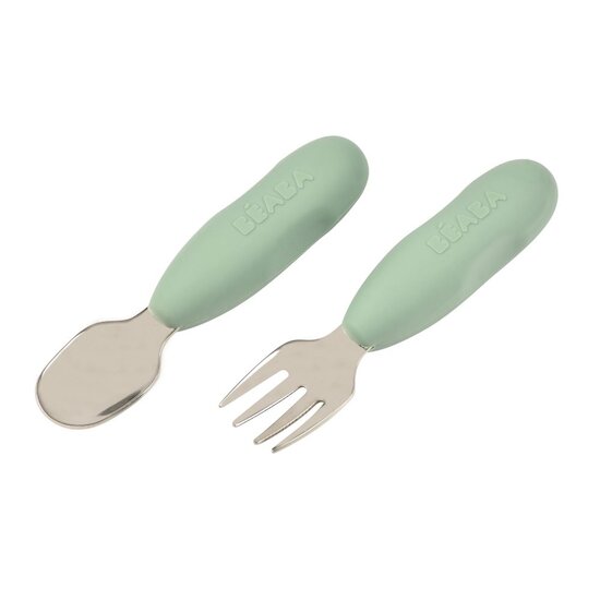 Béaba Lot de 2 pré-couverts silicone Sage Green  Béaba Lot de 2 pré-couverts silicone Sage Green